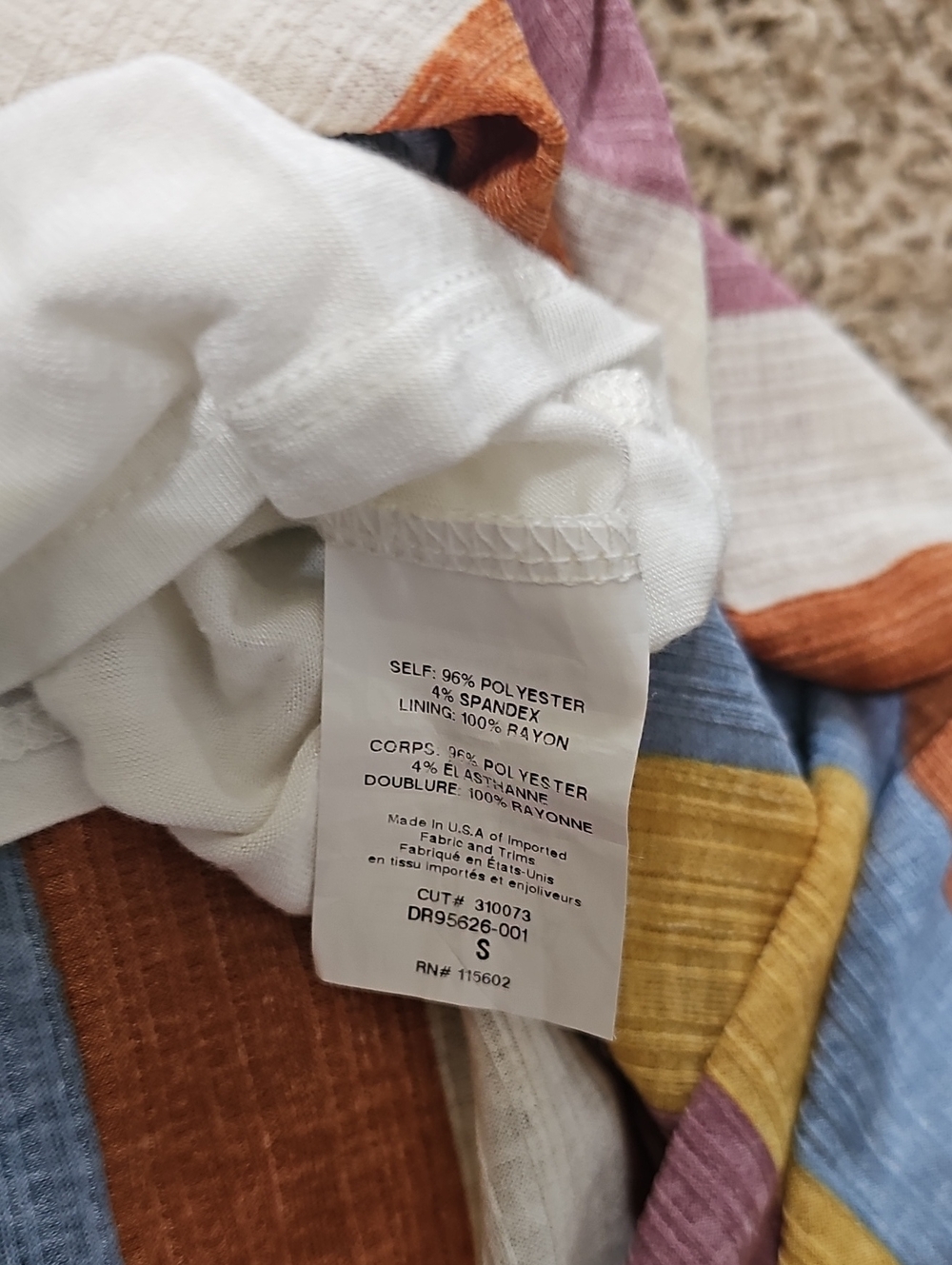 Almost Famous Dress Faux Wrap Pull On Multi-Colored Stripe Small Midi - Picture 4 of 5